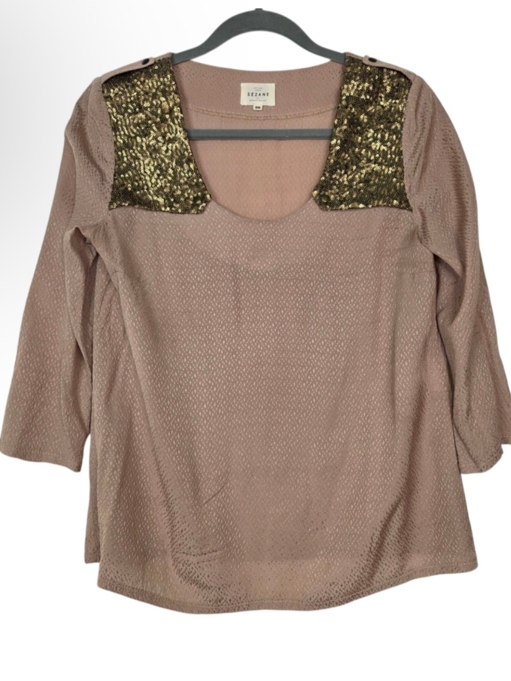 Sezane Blush Pink Sequin Blouse - Picture 2 of 2